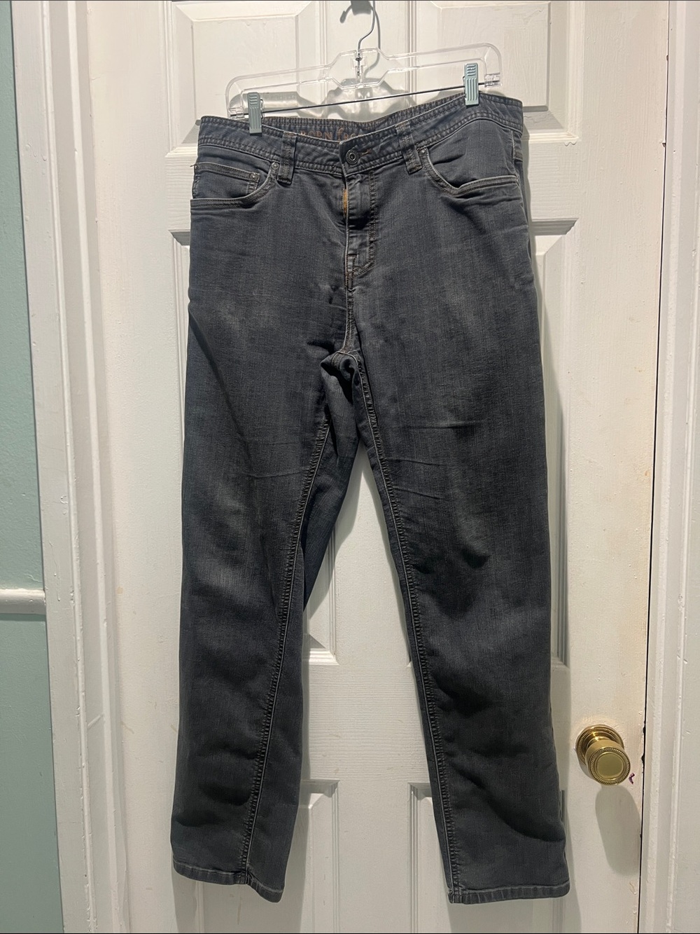 Prana Slim Fit Jeans - Charcoal Gray with Brown Stitching
